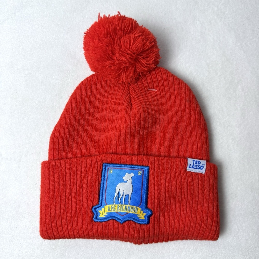 Ted Lasso Beanie One Size‎ Bright Orange Ribbed Knit Stocking Cap Costume Hat